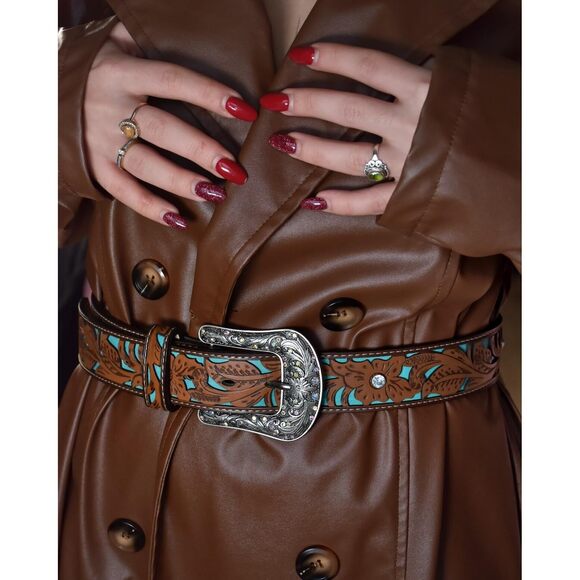 3491 Western Belts For Women Cowgirl,cowboy Bling Country Turquoise main image 8